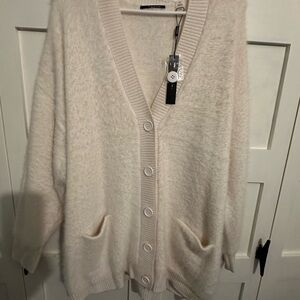 Tahari Ivory Button-Front Cardigan Sweater – Size Large (NWT